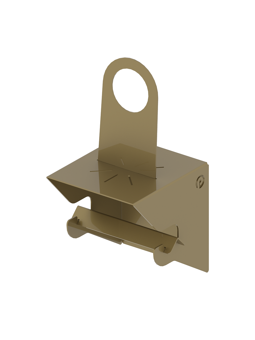 Miniature : Rendu dérouleur à papier toilette avec option support de téléphone or