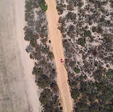 Drone birdseye of dirt road in southern mallee