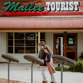 Kids outside mallee tourist heritage centre