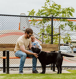 man with dog at lameroo dog park