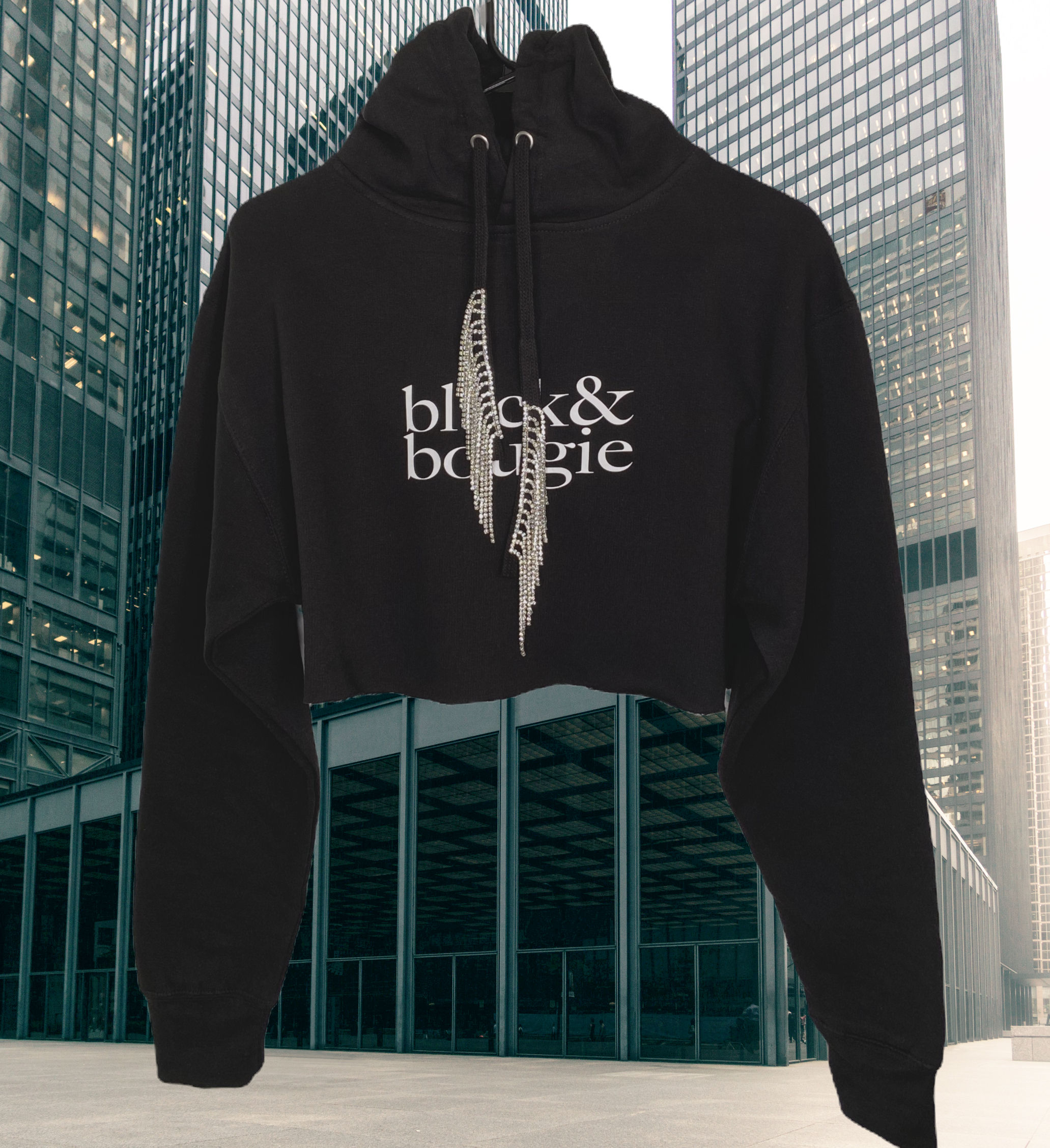 Black and Bougie Crystal fringe