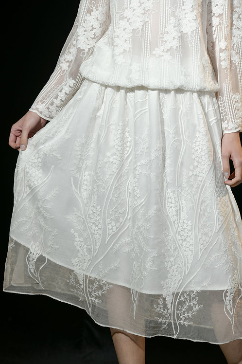 Ecru Emissary | Rebecca Silk Skirt