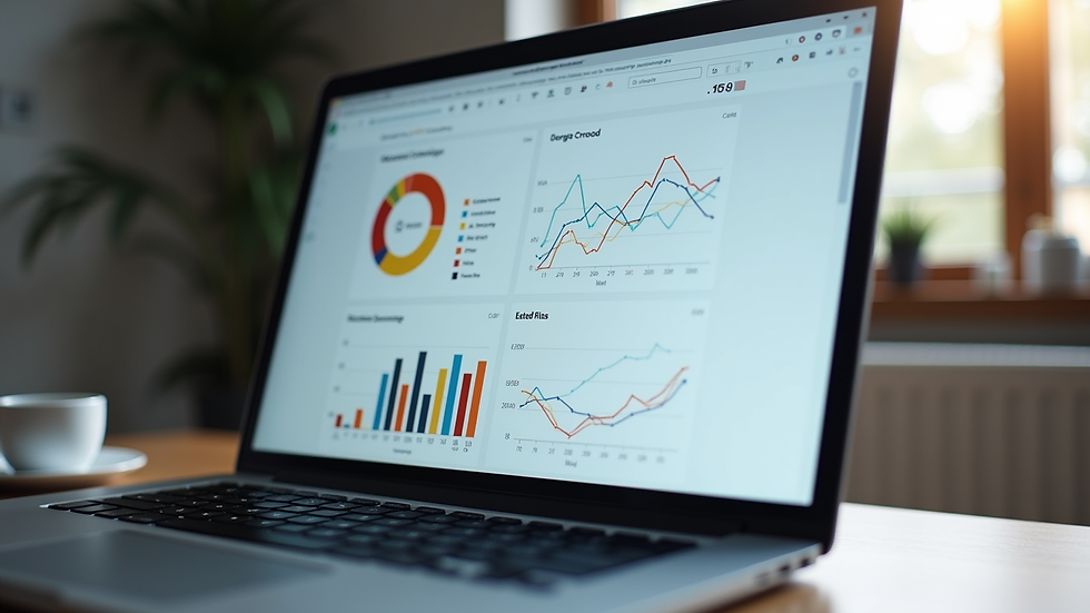 Eye-level view of a laptop screen showing website analytics dashboard