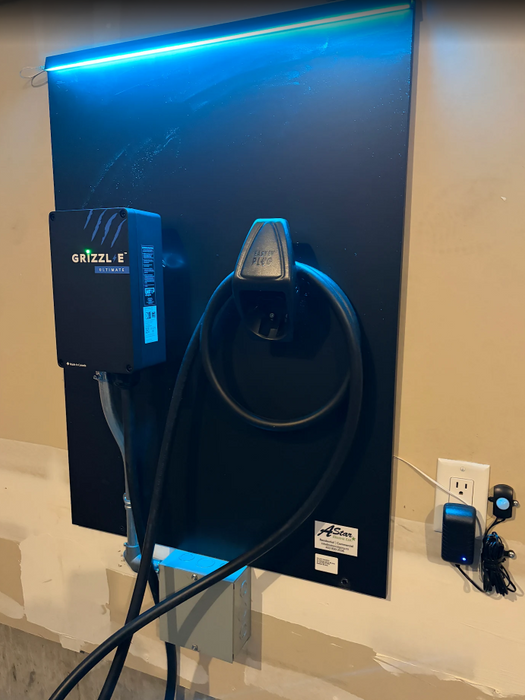 Grizzl-E EV charger with load management professionally installed by A Star Electric.