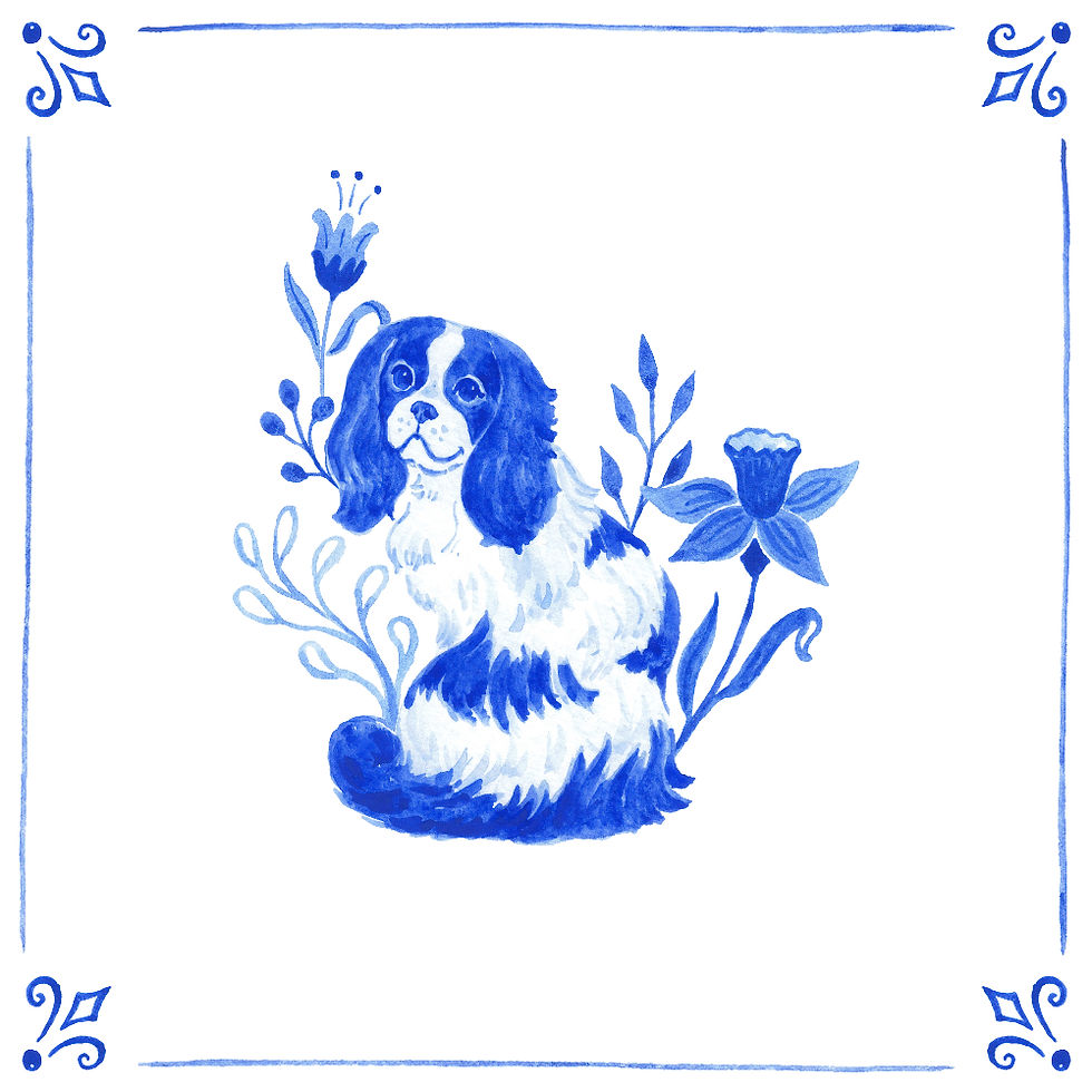 Cavalier King Charles Delft Tile