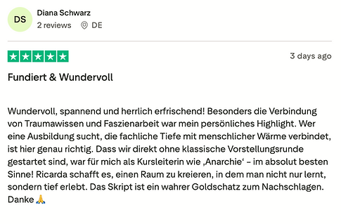 Trauma Informed Somatic Yin Yoga Ausbildung online Testimonial von Diana