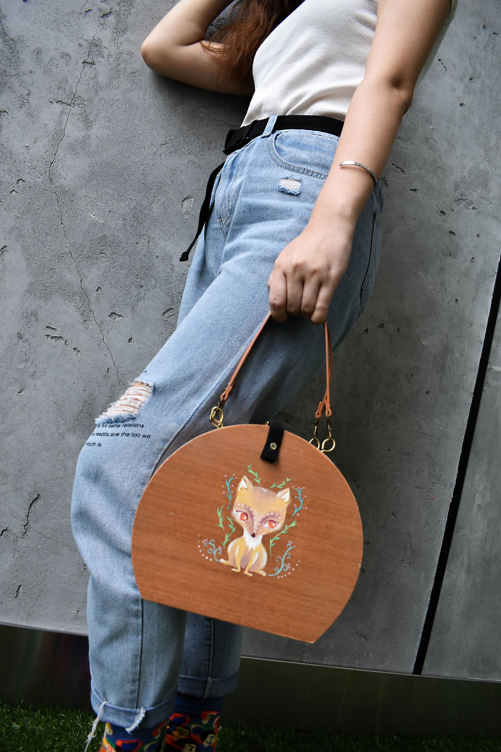 Thumbnail: Handmade Wooden Crossbody Bag with Fox