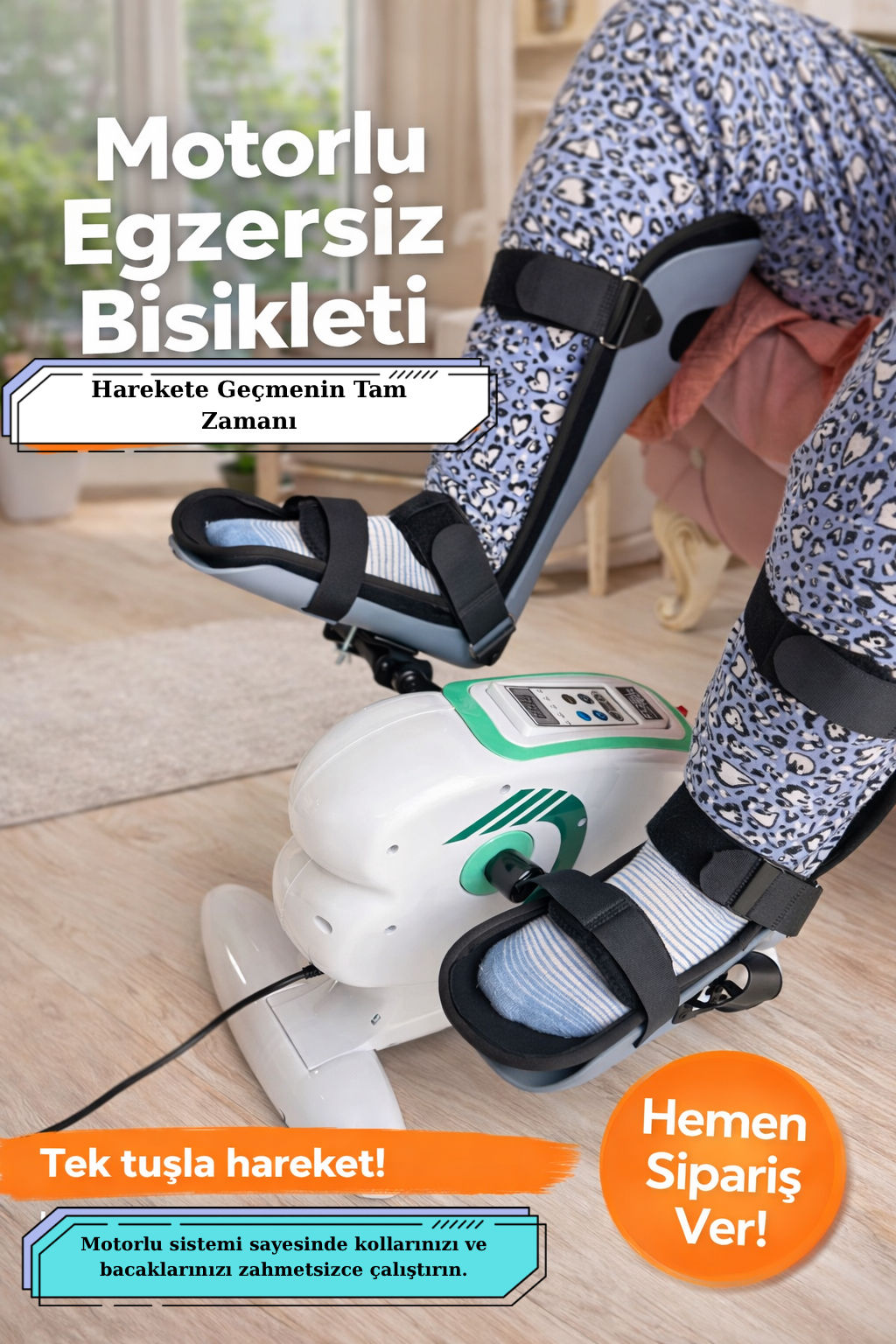 Bacaklar için Otomatik ve Manuel Egzersiz Robot Bisikleti