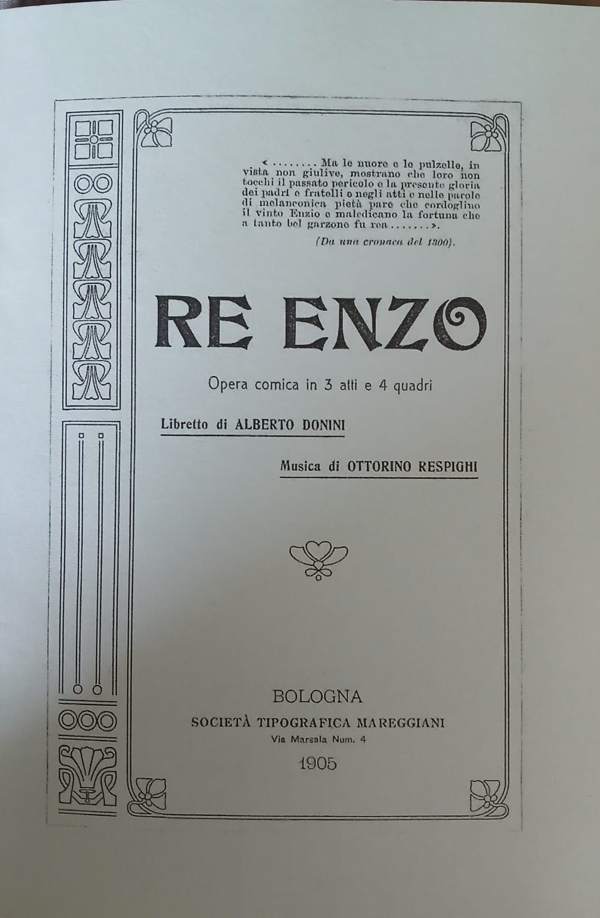 2004 (?), Riproduzione Libretto Re Enzo del 1905, P 055