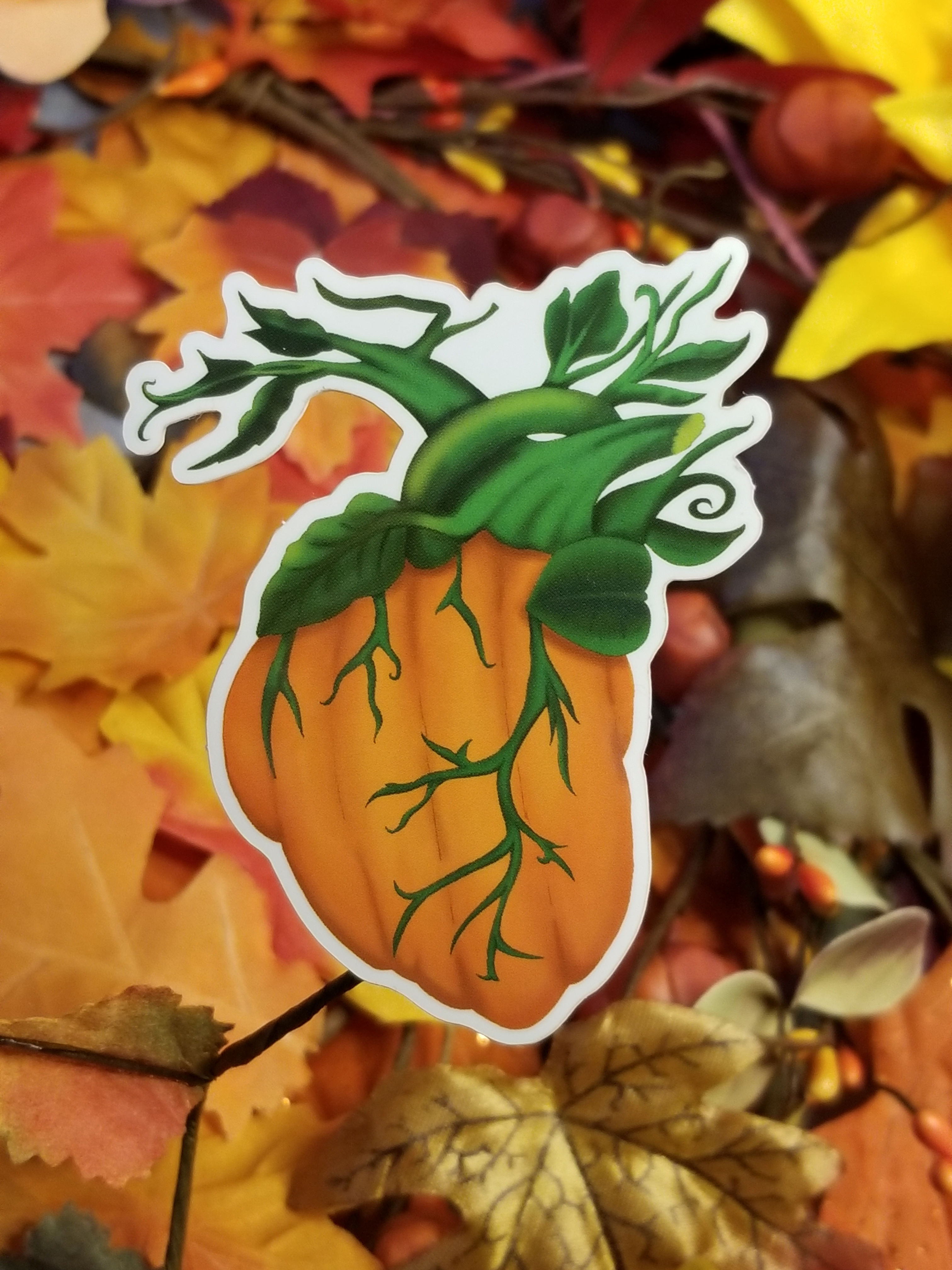 Pumpkin Heart Vinyl Sticker