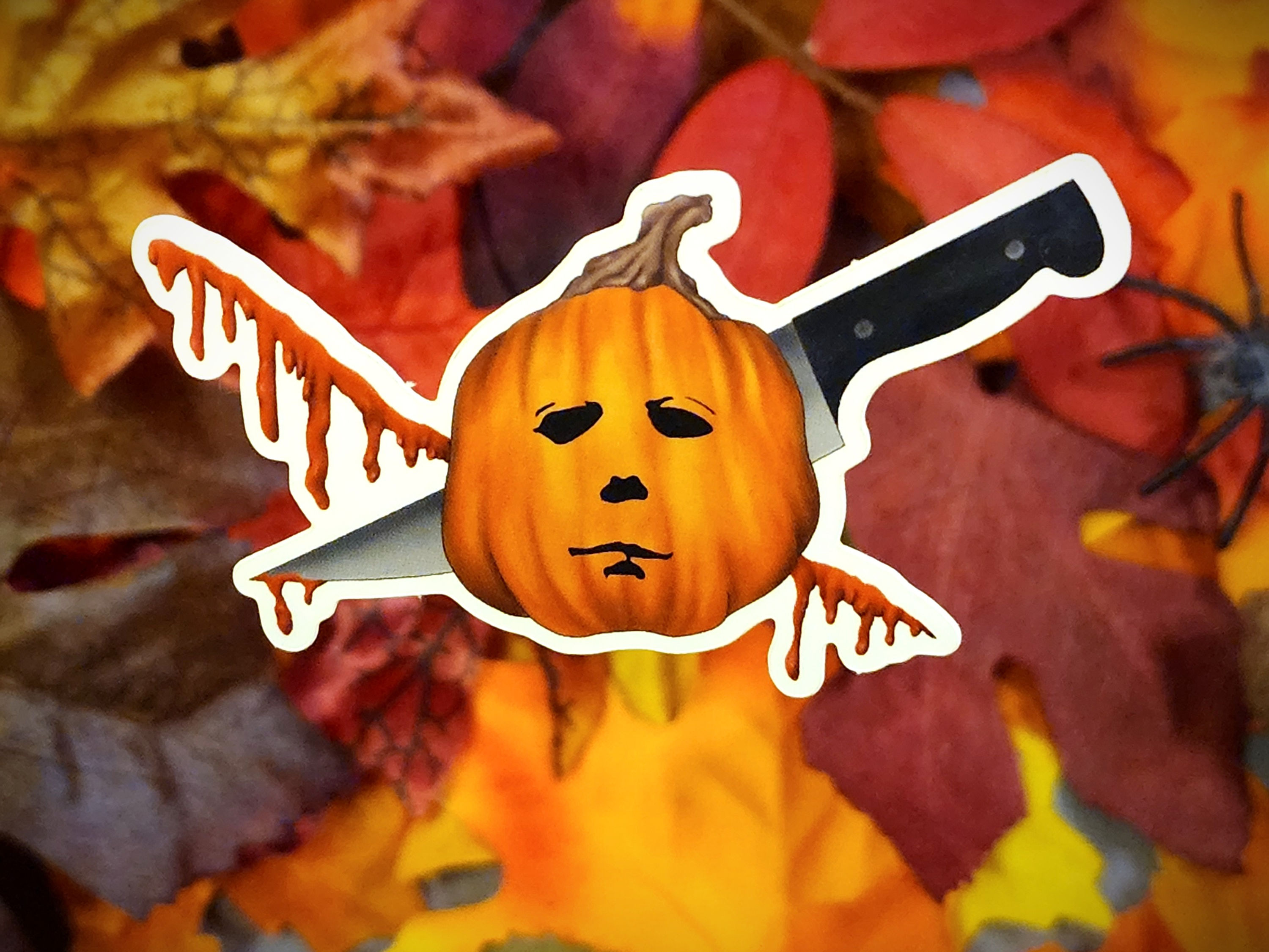 Halloween Michael Myers Pumpkin Tattoo Flash Vinyl Sticker