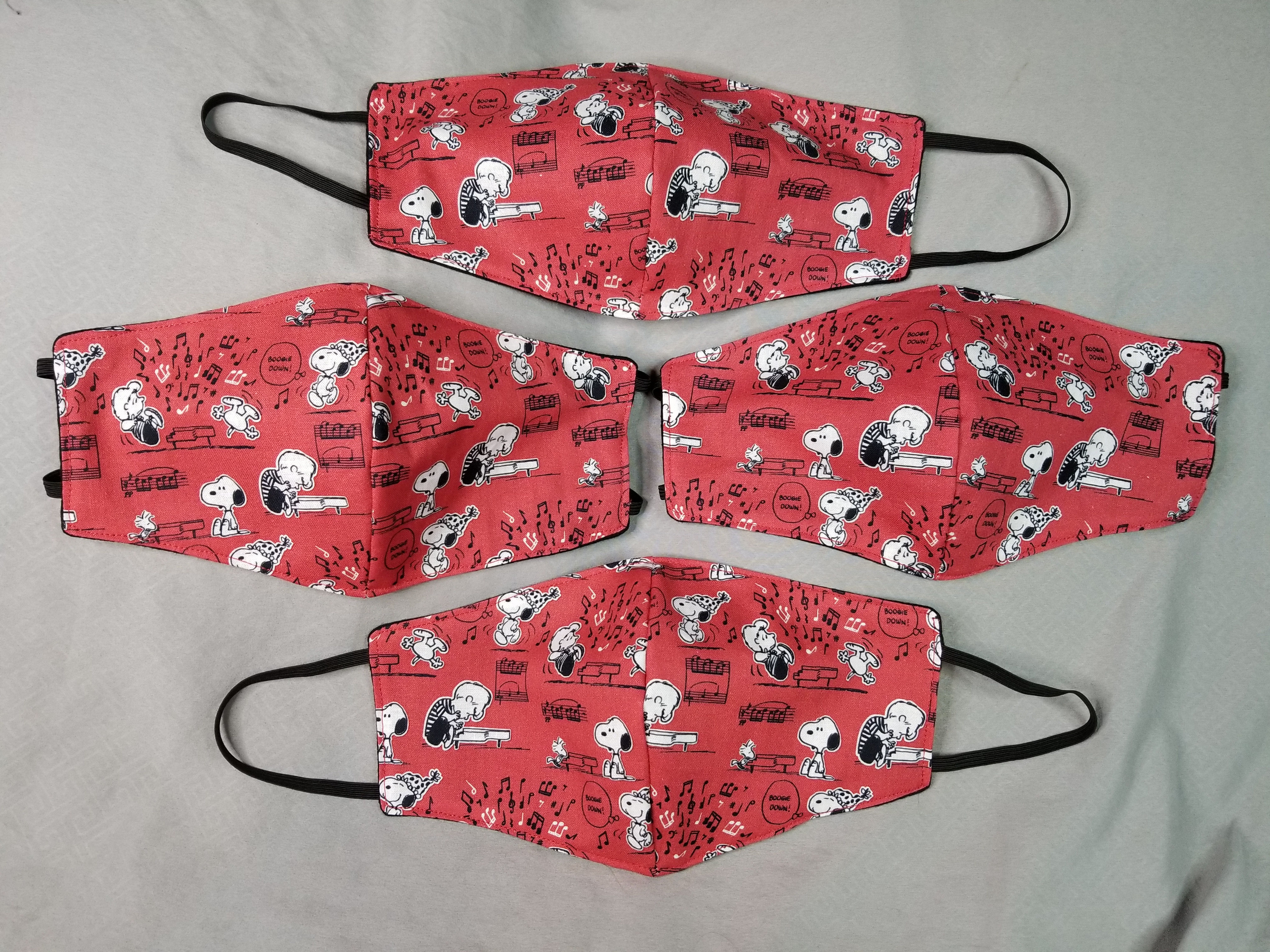 Red Party Time Snoopy Peanuts Adult Face Masks Reusable Washable