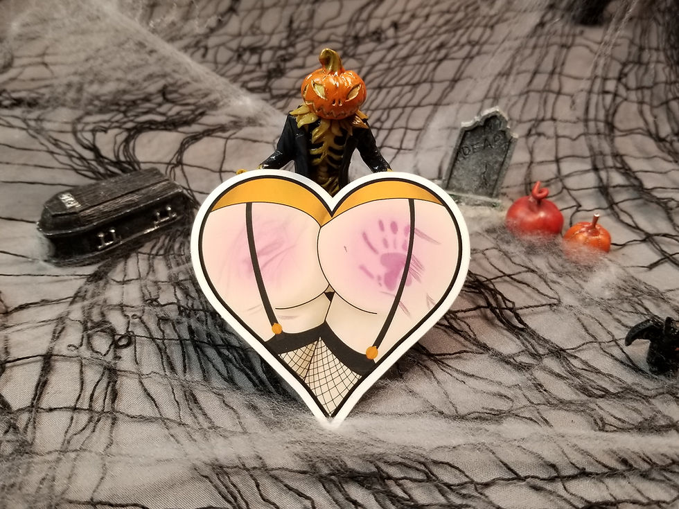 Thumbnail: Pumpkin Booty Heart Halloween Tattoo Flash Vinyl Sticker