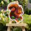 Thumbnail: Squirrel Eating Berries And Flowers Matte Vinyl Sticker - Spring Wildlife
