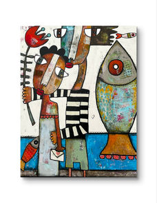 amour, love, techniques mixtes, poisson, amoureux, mer, Saint gilles croix de vie, galerie d'art,