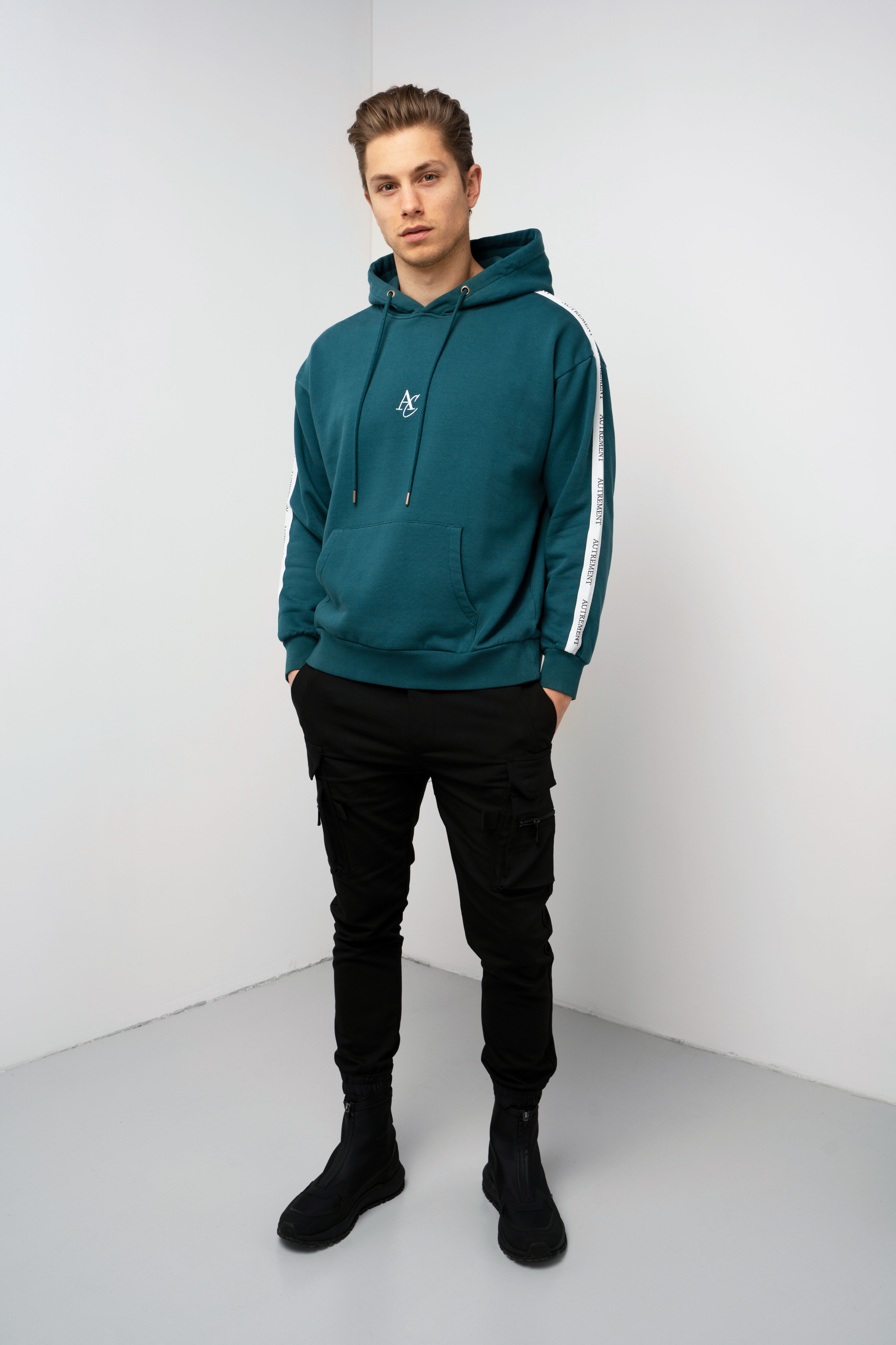 Tape Hoodie Deep Teal