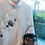Thumbnail: Song Brocade bucket handbag with bamboo tassels in blue gift set
