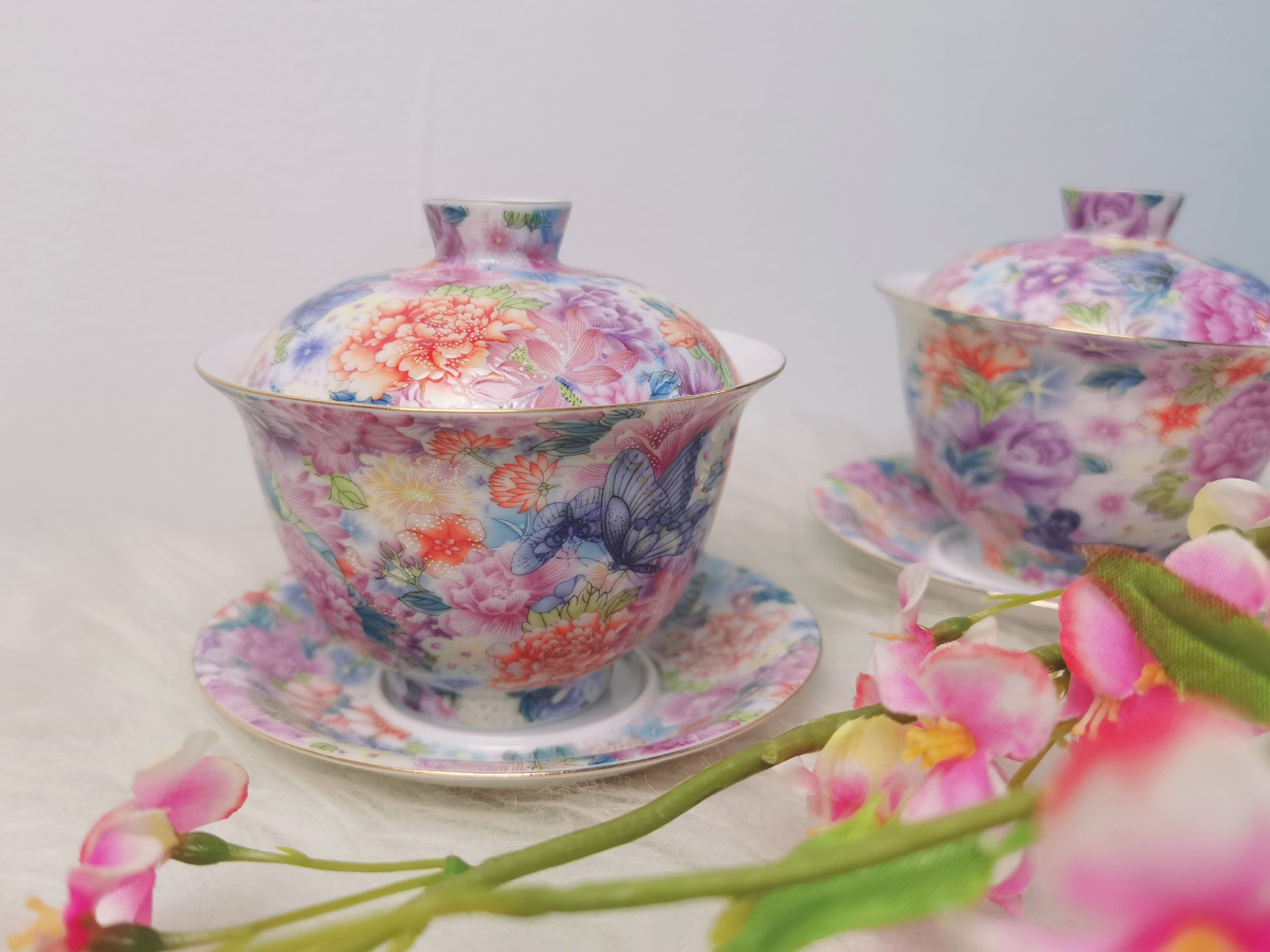 Painted Enamels (Falangcai) Florals Teacups