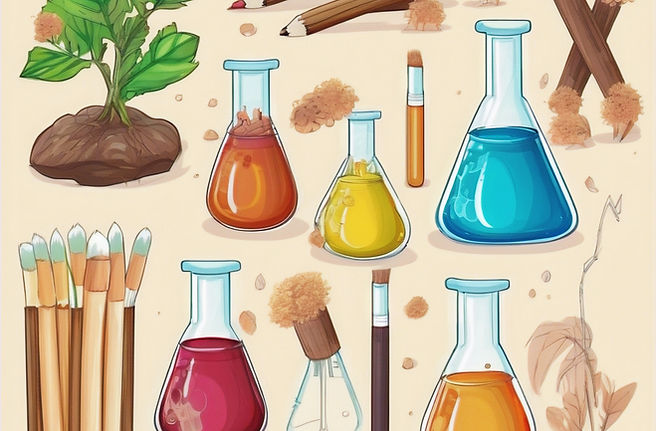 science lab and art supplies in a natura