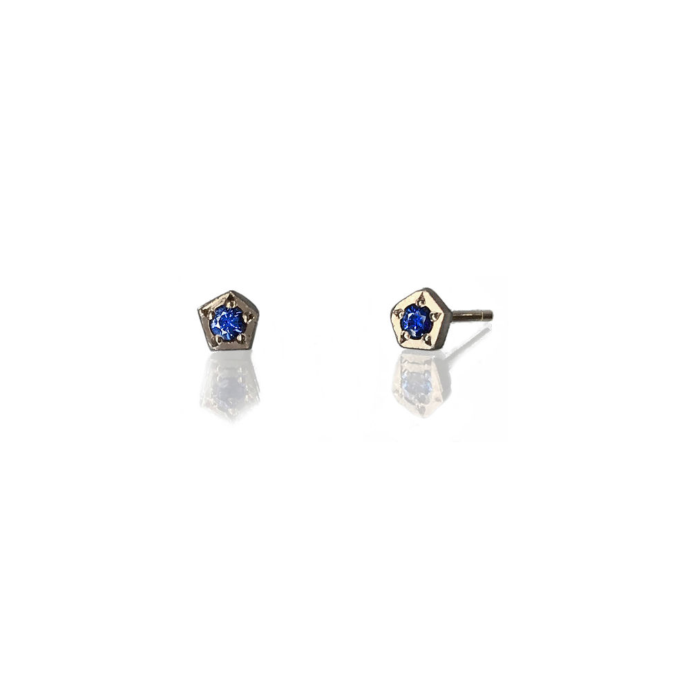 White Gold Rock Studs with Blue Sapphires