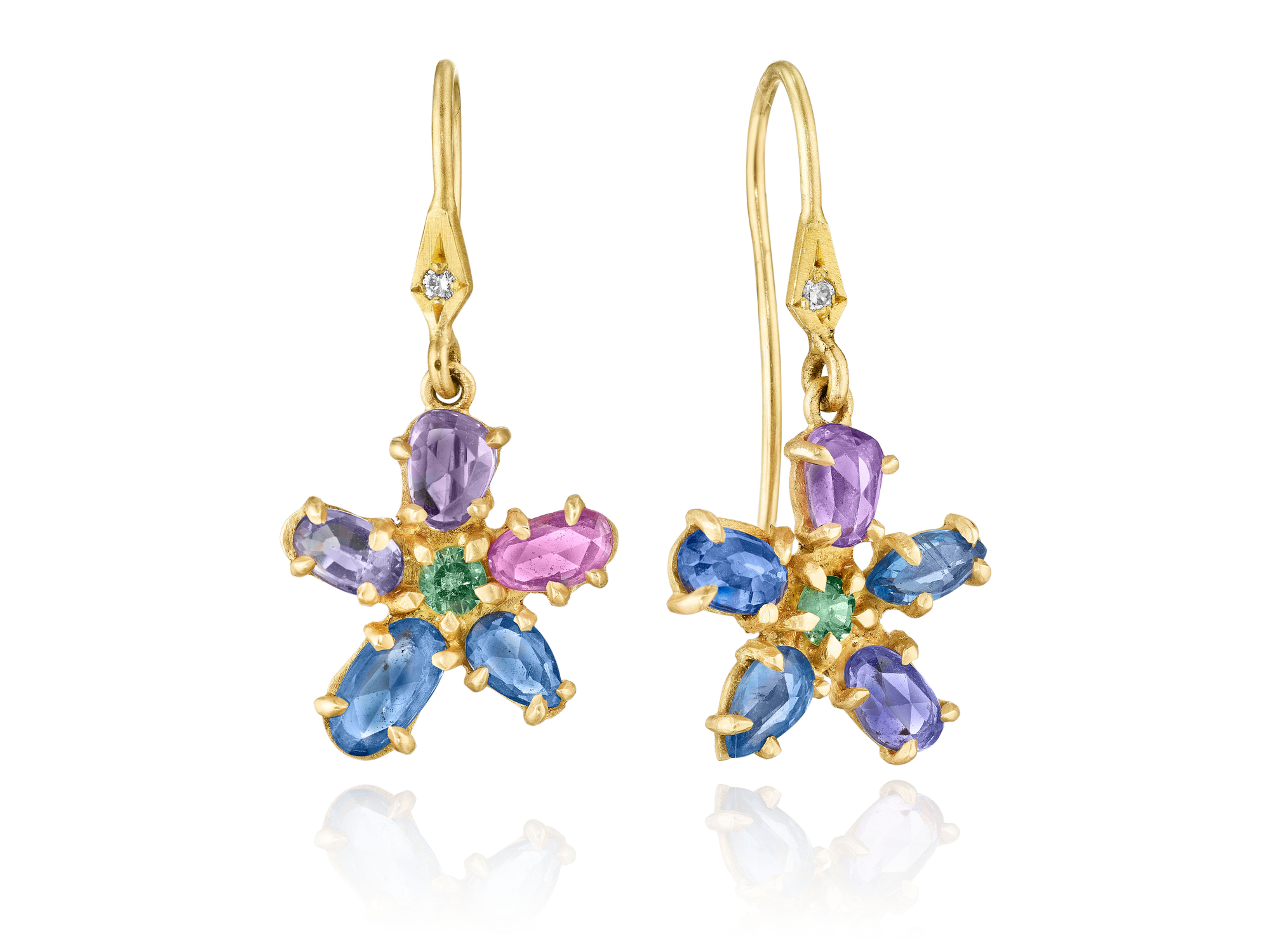 Sapphire Flower Earrings