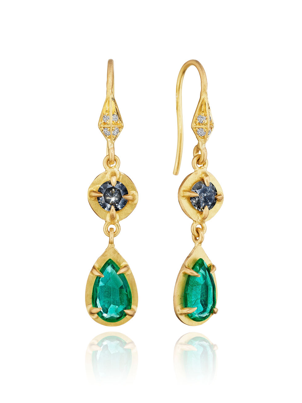 Salt & Pepper Emerald Earrings