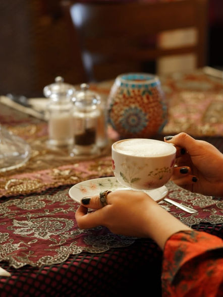 Coffee, cake and steak