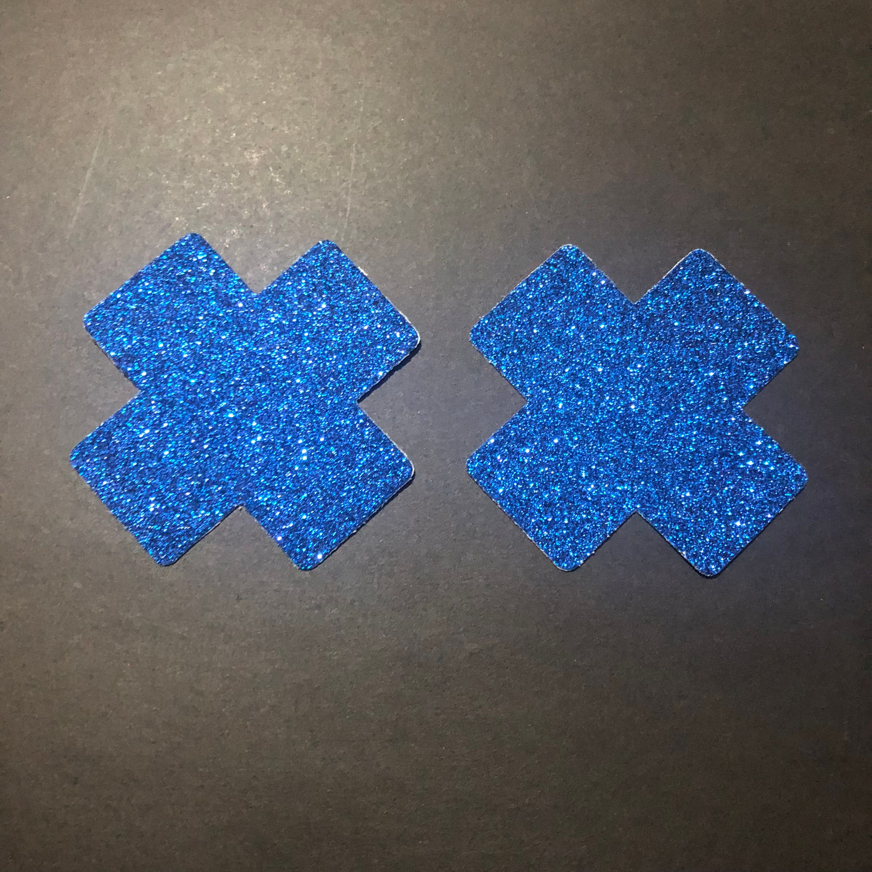 Cobalt Blue Glitter Cross Nipple Pasties 1 x Pair