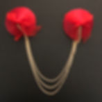 Red Satin Circle Pasties with Gold Tone Chains