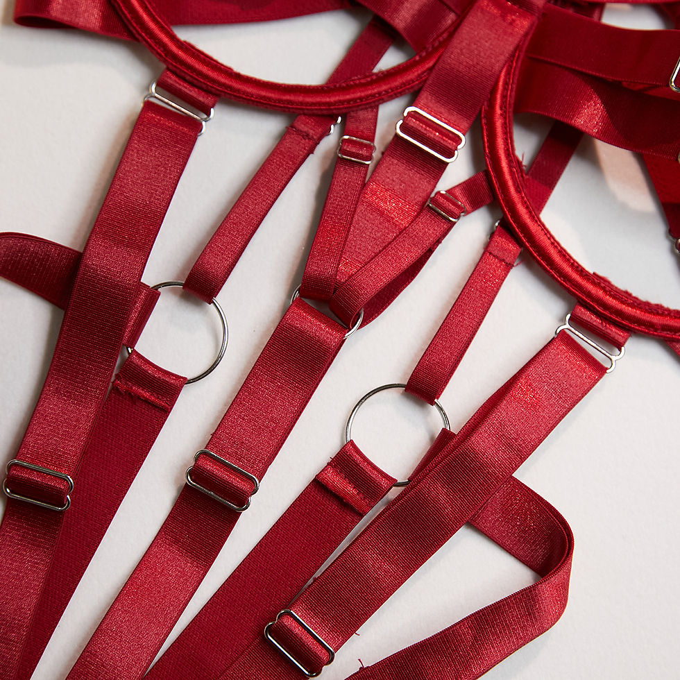 Thumbnail: PSP -  Bondage Bodysuit - Burgundy Straps