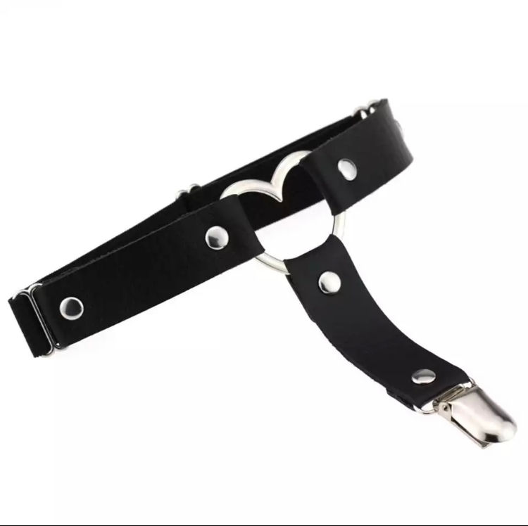 Thumbnail: 1 Single Heart Leg Garter - Black