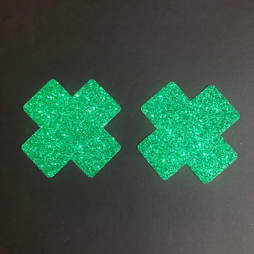 Fever Small Glitter Cross Nipple Pasties Silver main image 1