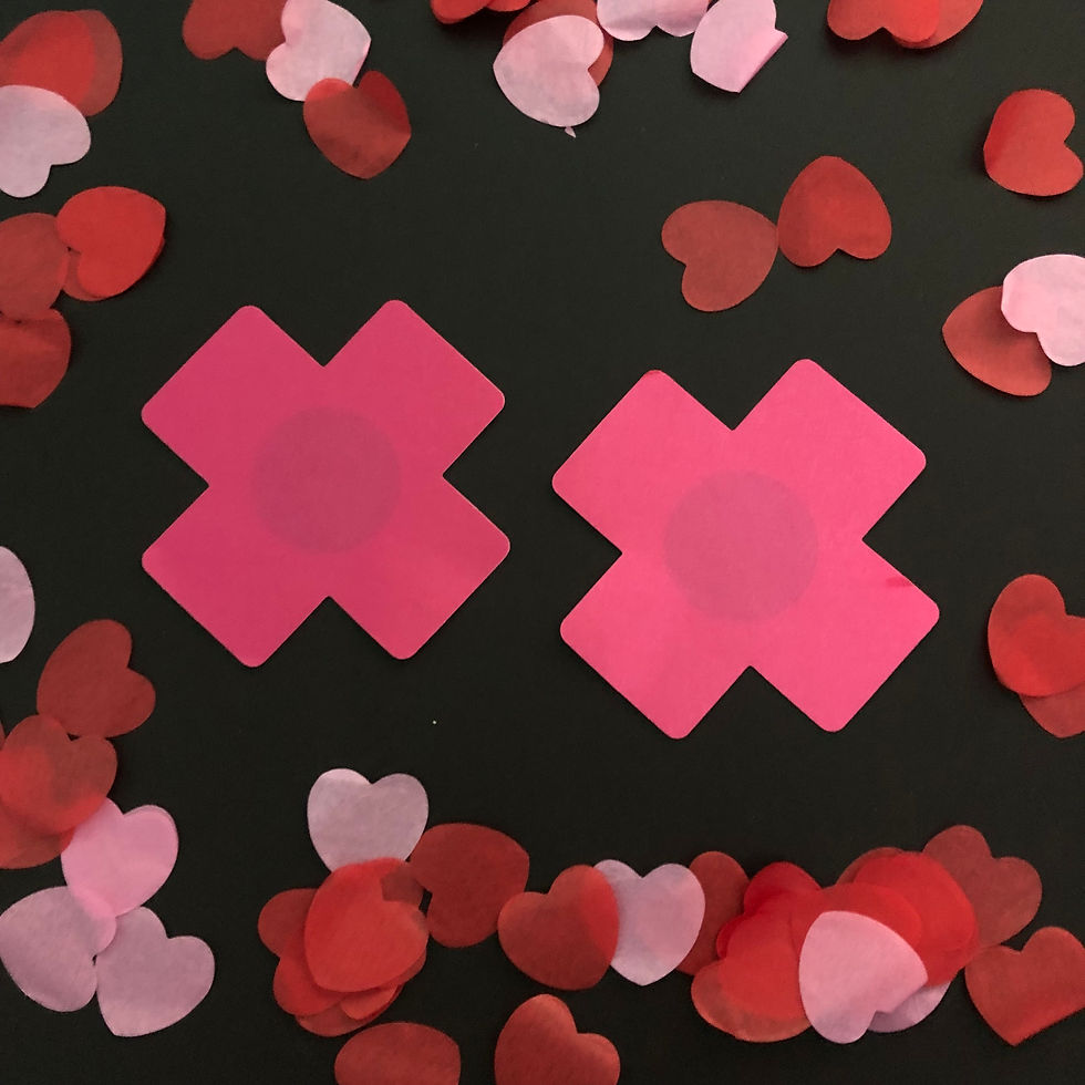 1 Pair of Hot Pink Cross Adhesive Nipple Pasties Covers