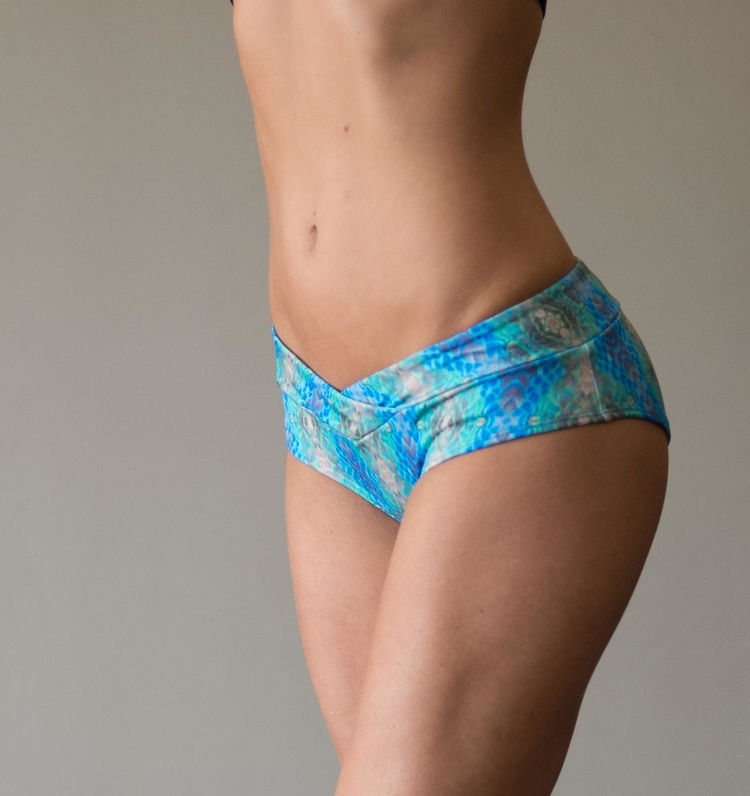 Thumbnail: Vekker LA Limited Print Mosaic Shorts Blue Snakeskin Effect Fabric