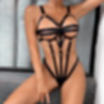 PSP -  Bondage Bodysuit - Jet Black Front View