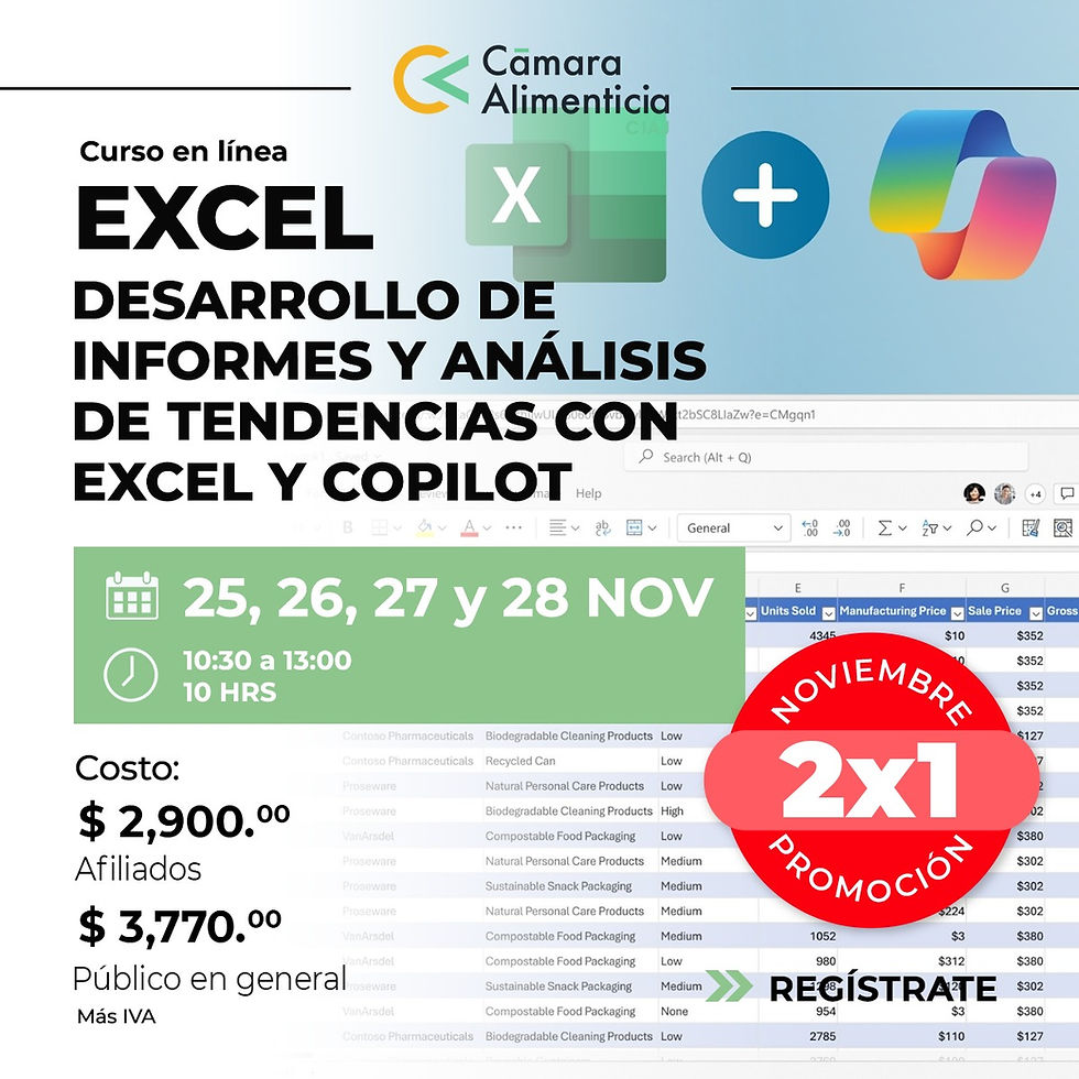 EXCEL: Desarrollo de Informes y Análisis de Tendencias con Excel y Copilot.