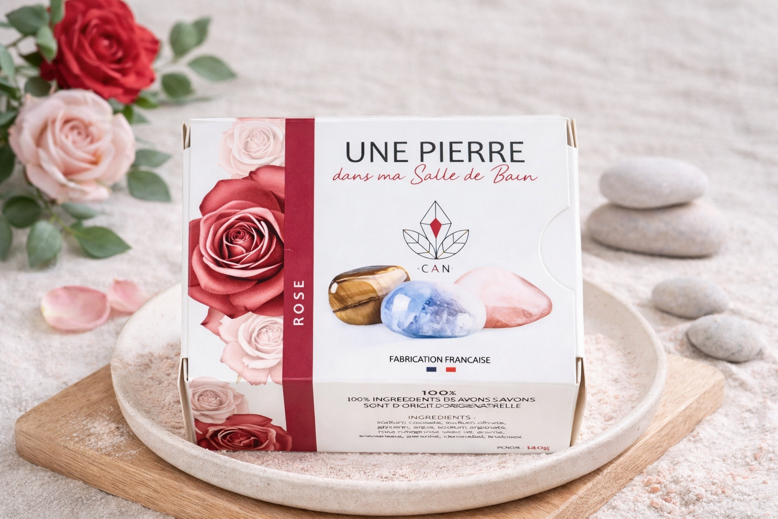 Savon rose avec pierre naturelle