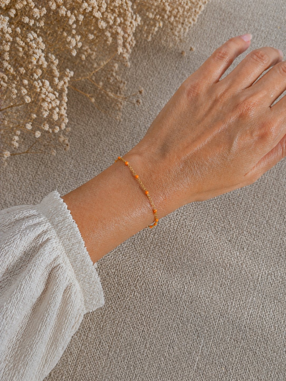 Bracelet acier inoxydable et epoxy corail