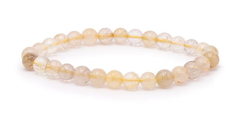 Bracelet en perles naturelles de quartz rutile