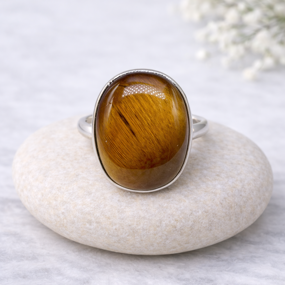 Miniature : Bague argent massif règlable oeil de tigre