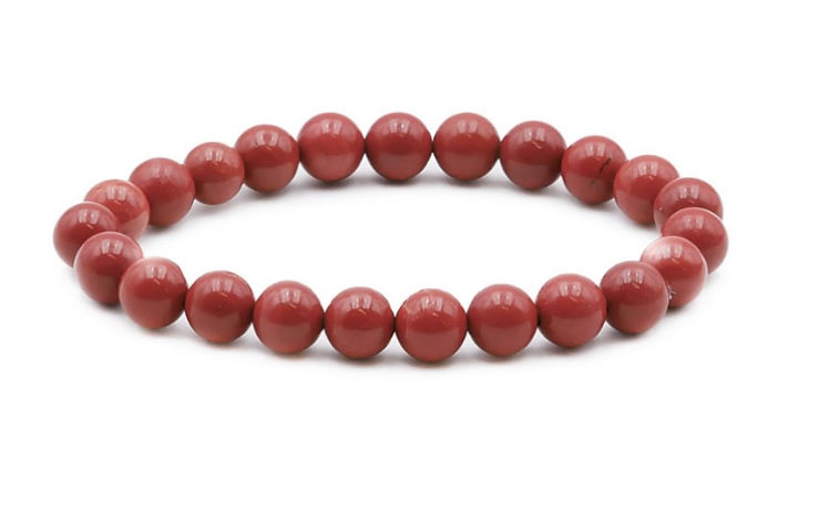 Bracelet en perles naturelles de jaspe rouge