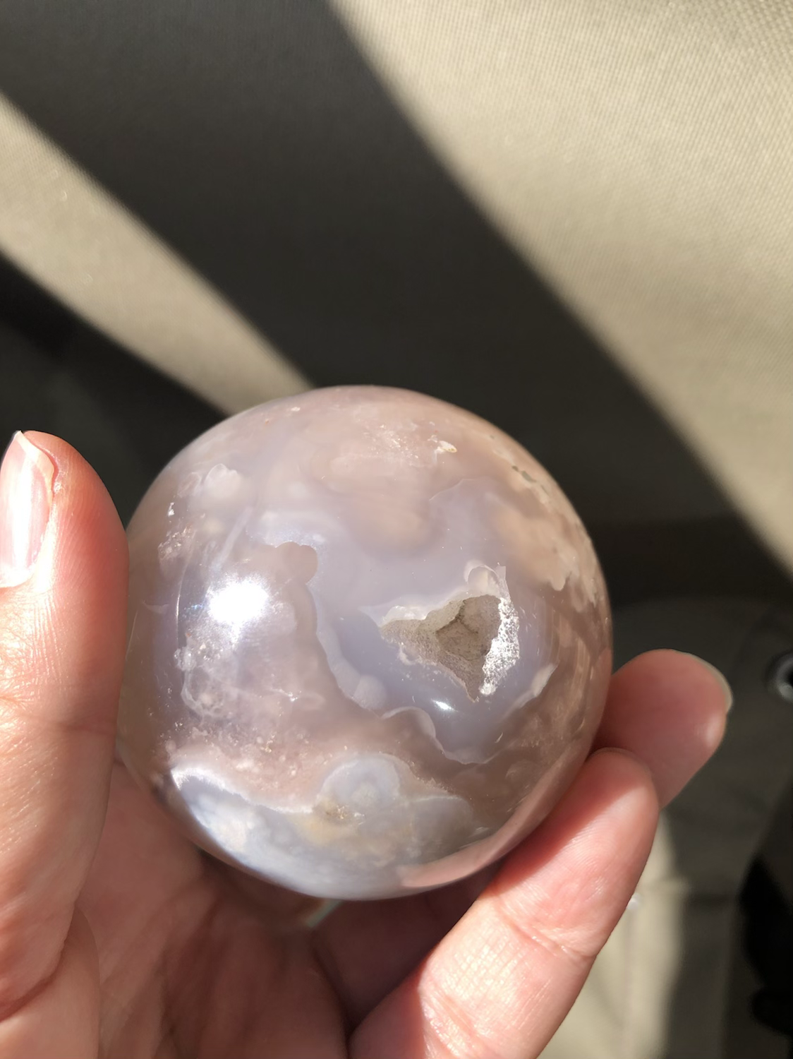 Beautiful flower agate sphere 