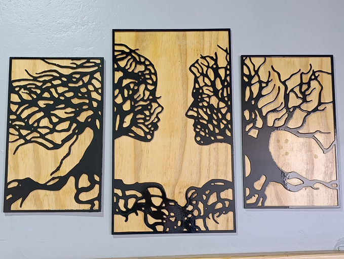 Line Art Wall decor centrepieces on wood
