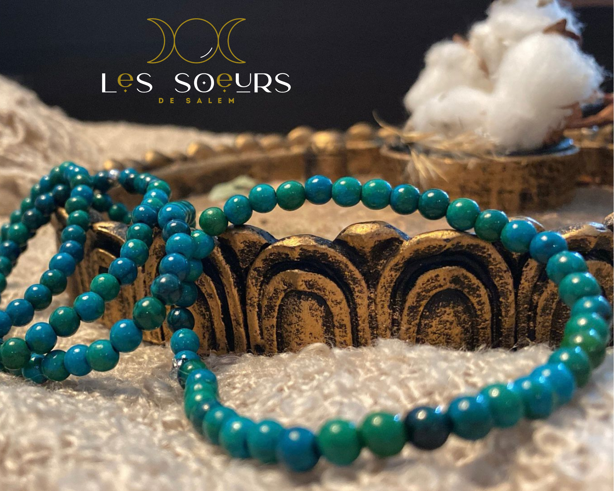 Bracelet Magnésite teintée (imitation chrysocolle)