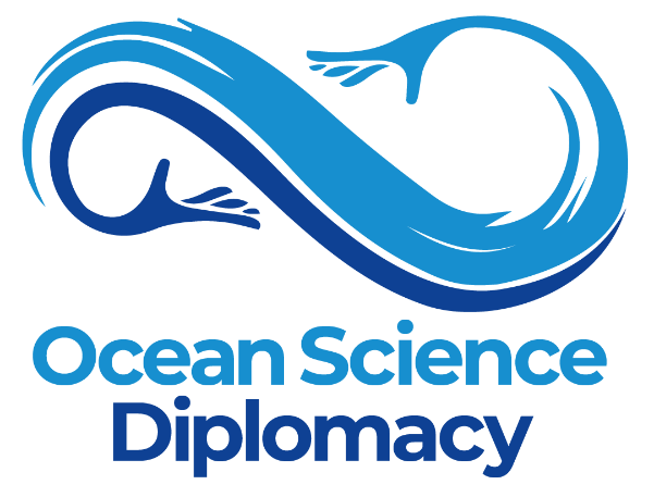 símbolo em tons de azul da Ocean Science Diplomacy