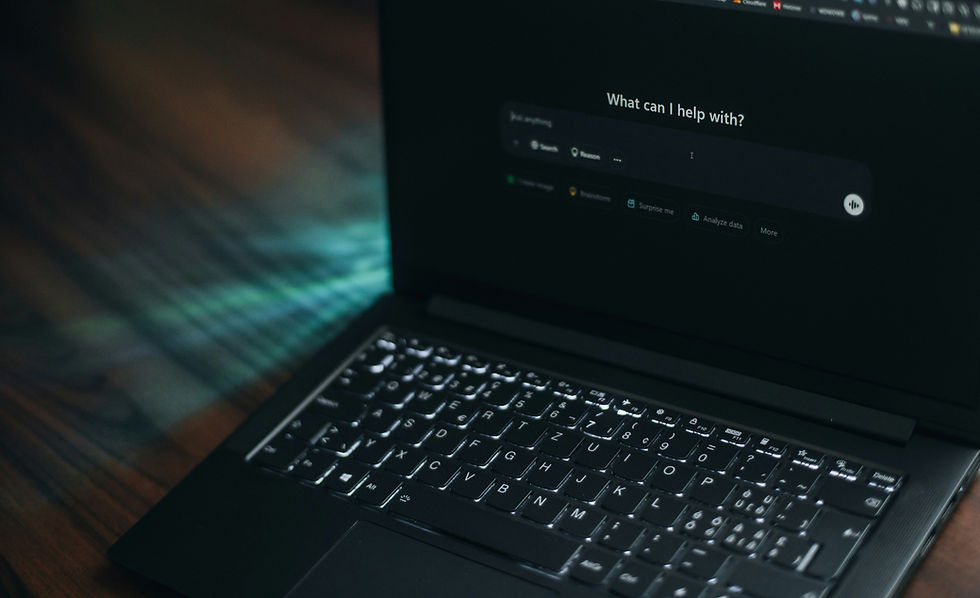 Laptop displaying AI-powered search results with website optimization notes, representing AI search and SEO for small businesses.