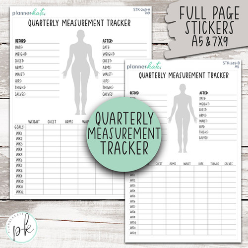 STK-249 || Quarterly Measurement Tracker Dashboard Sticker | PlannerKate