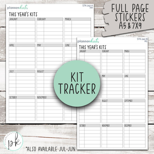 STK-242 || Kit Tracker Dashboard Sticker (Jan-Dec / Jul-Jun) | PlannerKate