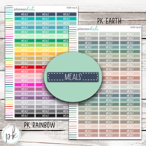 HDR-114 || MEALS Header Stickers | PlannerKate