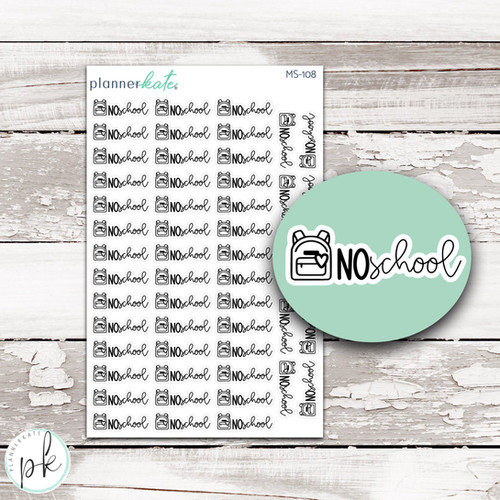 MS-108 || No School Mixed Script Stickers | PlannerKate